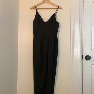 BHLDN Caron Dress - Dark green tulip skirt v-neck formal dress